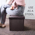 Ottoman,13x12x12 inch LotFancy Storage Ottoman Cube, Brown Foot Stool Square Ottoman with Lid, Faux Leather Seat
