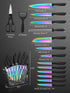 Knife Set, 16 Pieces High Carbon Stainless Steel Rainbow Color Kitchen Knives, Titanium Coating Blade, No Rust, Super