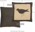 VHC Brands Kettle Grove Pillow Crow 16x16 Country Primitive Bedding Accessory, Black and Creme