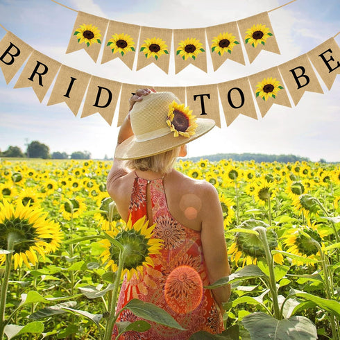 Doumeny Bride to Be Burlap Banner, Rustic Sunflower Bunting Garland for Bridal Shower Party Decor