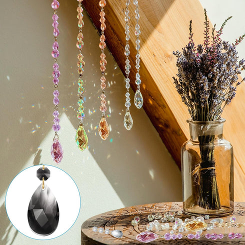 10 Pack 60mm 38mm PATIKIL Teardrop Crystal Chandelier Pendants Beads, Length Chandelier Prisms Parts Ornaments Hanging