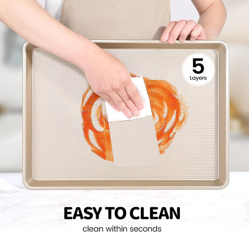 Quarter Sheet Pan, Non-Stick Baking Sheet, Cookie Sheets with Square Texture Pattern, Thicker Carbon Steel Baking Tray
