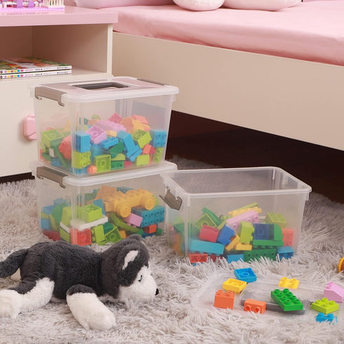 Citylife 8 Packs 6 QT Clear Plastic Storage Bins with Latching Lids for Organizing Crafts and Toys