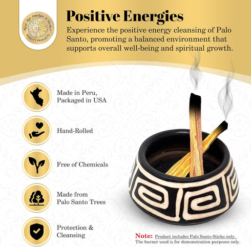 Sacred Palo Santo Wood Incense Sticks - 6 Premium Sticks for Cleansing, Meditation, Energy, Ethically Sourced