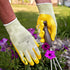 Yellow Gardening and Work Gloves for Men and Women (Medium) | Nitrile Coating Protection