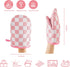 Set 2 Ohocut Pink Checkered Mini Oven Mitts Heat Resistant, Vintage Retro Checkerboard Mini Silicone Oven Mitts Cute