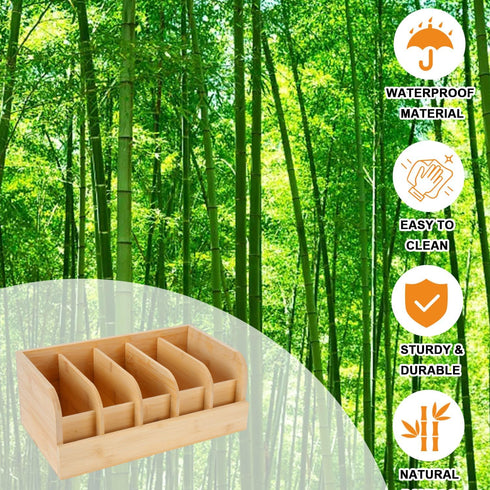 GTI Belt Organizer - 5 Compartments for Closet and Drawer, Bamboo Display Case for Tie and Belt Storage