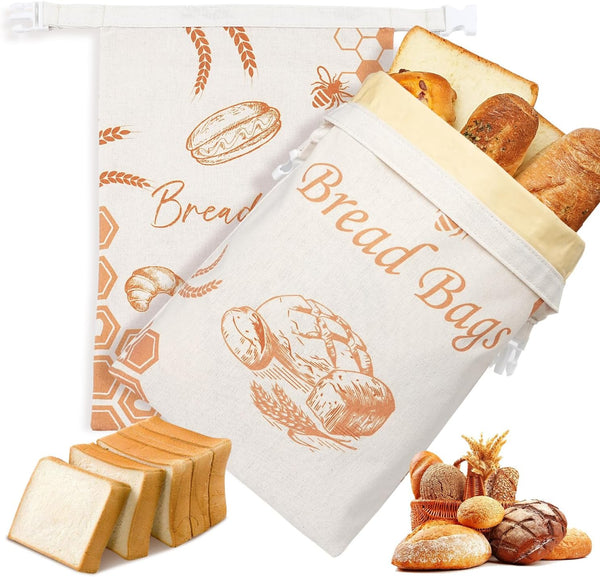 BATJA ZYQGH Beeswax Bread Bags for Sourdough(2 Pack), Bread Bags for HomemadeBread, Beeswax Bread
