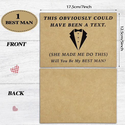Teling 8 Pieces Groomsmen Proposal Gift Cards, 7 Funny Will You Be My Groomsman Cards for Wedding Party Supplies