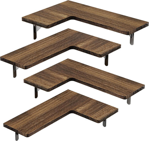 Set 4 Amada HOMEFURNISHING Corner Floating Shelves, of Corner Wall Shelves, Shelves for Wall Decor, Corner Wood Shelves