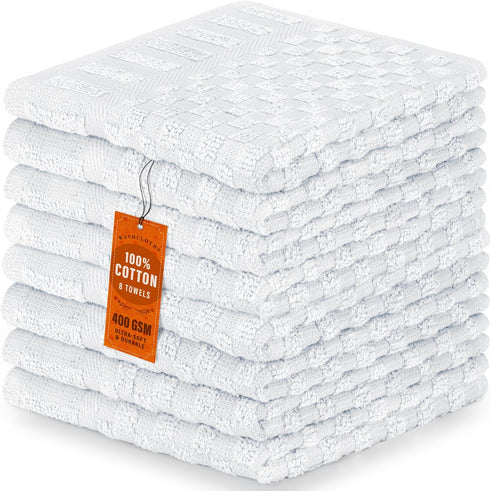DecorRack 8 Pack 100% Cotton Wash Cloth, Luxurious Soft, 12 x 12