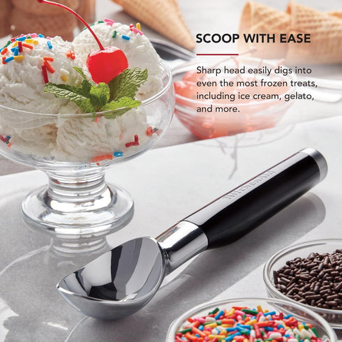 8.6 inches, KitchenAid Classic Ice Cream Scoop, Black
