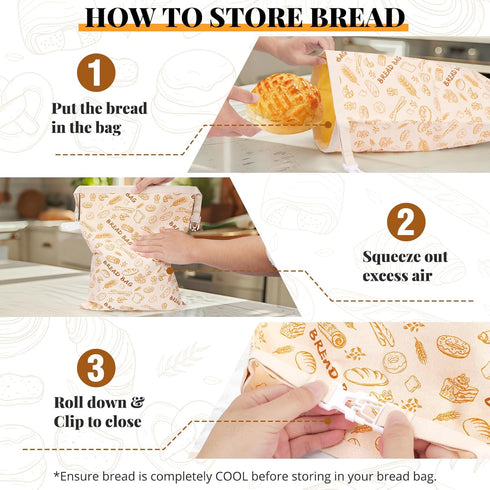 2 Pack Homelove Beeswax Bread Bags for Sourdough Homemade Bread - Reusable Organic Linen Bag Cotton Lining Sourdough