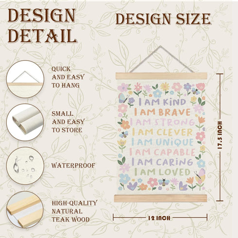 URLLUAE 12x16 Inch Set 2 Girls Room Wall Decor, Nursery Colorful Flower Girly Wall Art With Wooden Poster Hanger
