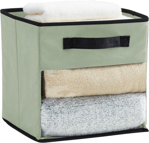 DECOMOMO Cube Storage Bins, 11 Inch Fabric Storage Bin with Clear Window, 6pcs for Clothes Toy Linen Organizers