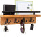 Mail and Key Holder for Wall, Decorative Wooden Shelf with Hooks, Wall Mounted Coat Rack (Light Brown)