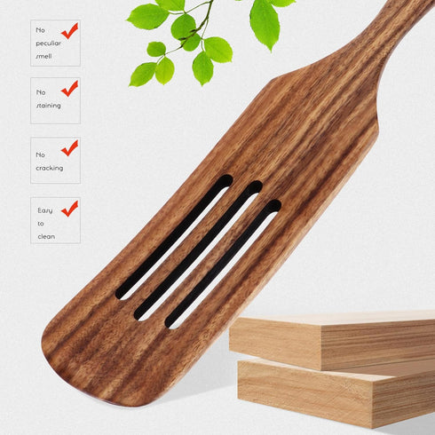 ABOOFAN Slotted Spurtle Set, Wooden Kitchen Utensils for Cooking, Stirring, Mixing, Serving
