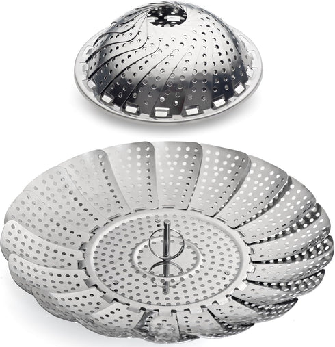 Vegetable Steamer, 5.3" to 9.3", 100% Stainless Steel