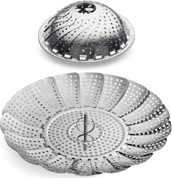 Vegetable Steamer, 5.3" to 9.3", 100% Stainless Steel