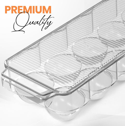 Utopia Home Egg Container with Lid and Handle for Refrigerator - Pack of 2 - Clear Stackable Holder for Kitchen Storage