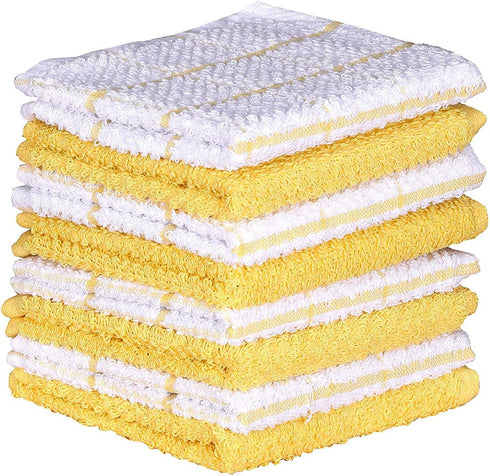 AMOUR INFINI Cotton Kitchen Dish Cloths Set of 8, Highly Absorbent, Super Soft Premium Terry Cleaning Cloth (12"x12"