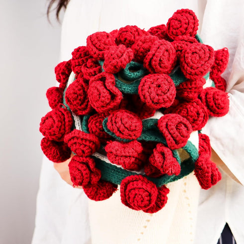 31 Inches cagulax Birthday Gifts for Women Mothers Day, Rose Crochet Flowers Bouquet Blanket, Anniversary Wedding