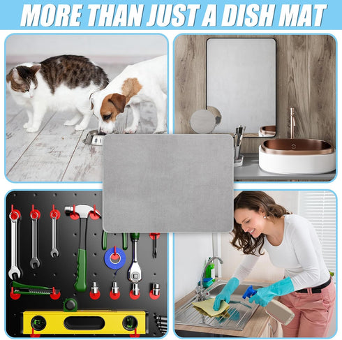 Hushee 2 Pack Extra Large Dish Drying Mat, 30 x 24 XL Microfiber Absorbent Pad for Countertop, Sink, Refrigerator