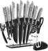 Keewah 19 Pieces Kitchen Knife Set, 15 Stainless Steel Knives with Wood Texture Handle & Acrylic Stand
