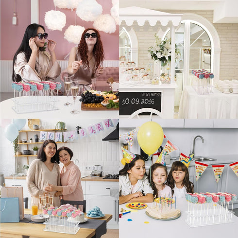 ANDGOO 2-Pack Cake Pop Stand, Clear Acrylic Lollipop Holder with 21 Holes for Weddings, Birthday Parties