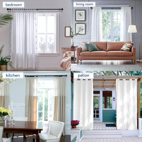 Curtain Rods for Windows 48-84 inch, 3/4 inch Heavy Duty Adjustable Decorative Rods for Bedroom and Living Room