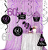 60th Birthday Decorations for Women, Purple Black Silver Hanging Swirls Ceiling for 60th Birthday Party