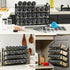 AOZITA 28 Countertop, Spice Rack Organizer for Cabinet, Spice Organizer with Empty Spice Jars with Black Lids, Funnel
