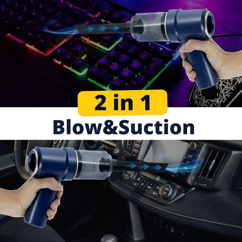DIFABELLA 2-in-1 Wireless Car Vacuum Cleaner, High Power Cordless Mini Vacuum with LED Lighting