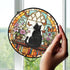 FIVITY 7.8" Black Cat Suncatcher Stained Glass Window Hanging Bookshelf Sun Catchers Book Lover Ornament Wall Art Home