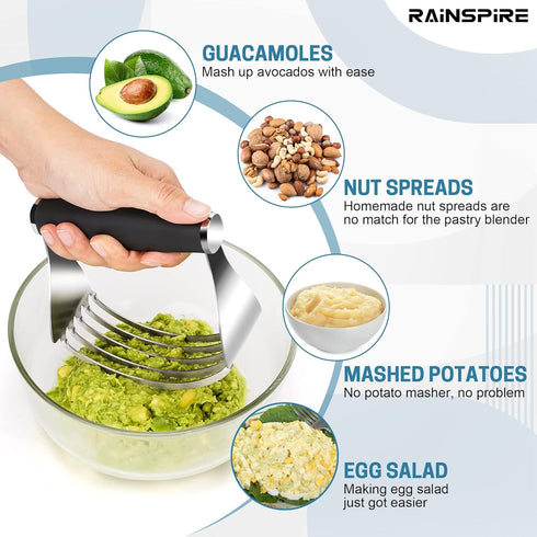 Heavy Duty Pastry Cutter for Baking: Stainless Steel Pastry Blender, Thick Sharp Blades Dough Cutter