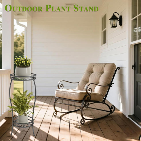 Stands,2 27.1 inch Plant Stand for Indoor Outdoor,Tall Black Metal Rustproof Stable Plant Tier Multiple Corner Display