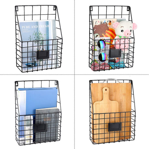 Storage Racks, Metal Wire Wall Mounted Magazine Holder, Wall Hanging Organizer for Files, Newspapers, and Magazines