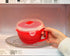 Home-X Microwave Soup Mugs with Lid - Set of 2, 32oz Capacity, BPA Free, Dishwasher Safe, Red