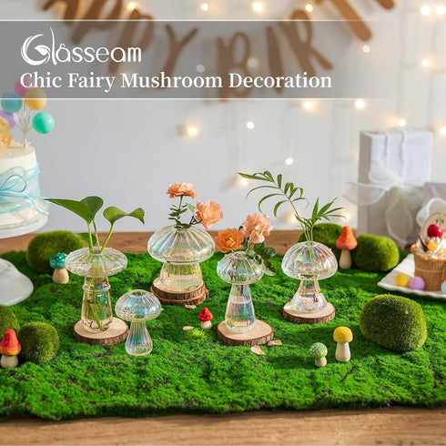 5 Glasseam Mushroom Propagation Stations for Plants: Iridescent Propagation Vase of Glass Hydroponic Jars for Home Room