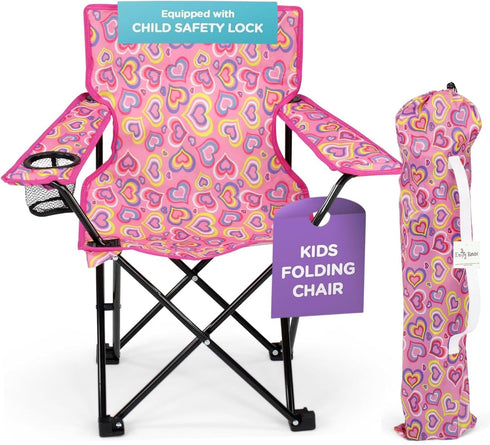 Emily Rose Kids Folding Beach Camp Chair with Cup Holder, Safety Lock