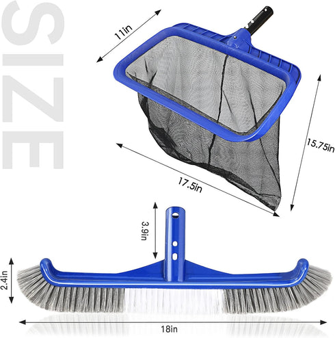 Unipool Skimmer Kit17" Skimmer Pool Brush Head & Fine Mesh Pool Pool Brushes for Cleaning Pool Wall Reinforced Frame