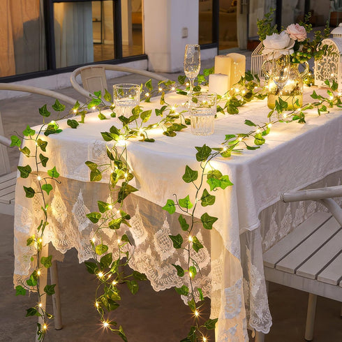 2 Pack 6.56 80LEDS KASZOO Ft Vine with Fairy Lights, Battery/USB Operated, Vine String Lights, Ivy Garlands with Fairy