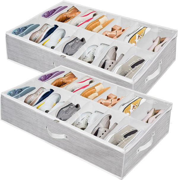 Shoe Organizer Under Bed, Underbed Storage Boxes Bins, Extra Large Zapateras Organizer for Closet, Men Women Kids