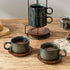 6 Set 4, Set LUKA Ounce Porcelain Stackable Espresso Cups with Saucers and Metal Stand of Ceramic Cappuccino Cups