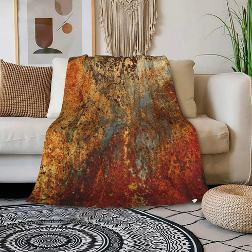 HGOD DESIGNS Brown Rust Colorful Metal Rusty Steel Blanket, Soft Comfortable Throw Blanket for Sofa, Chair, Bed, Office