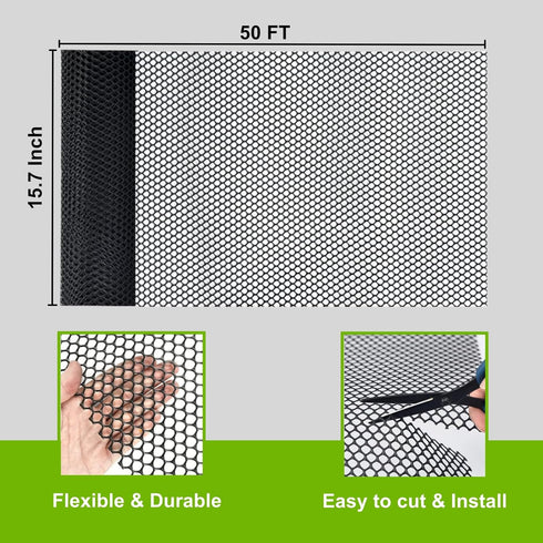 15.7IN 50FT Dog(0.4m 15m) Plastic Wire Mesh Fence Roll, GENNIZZ x Plastic Chicken Wire Mesh, Balcony Garden Floral