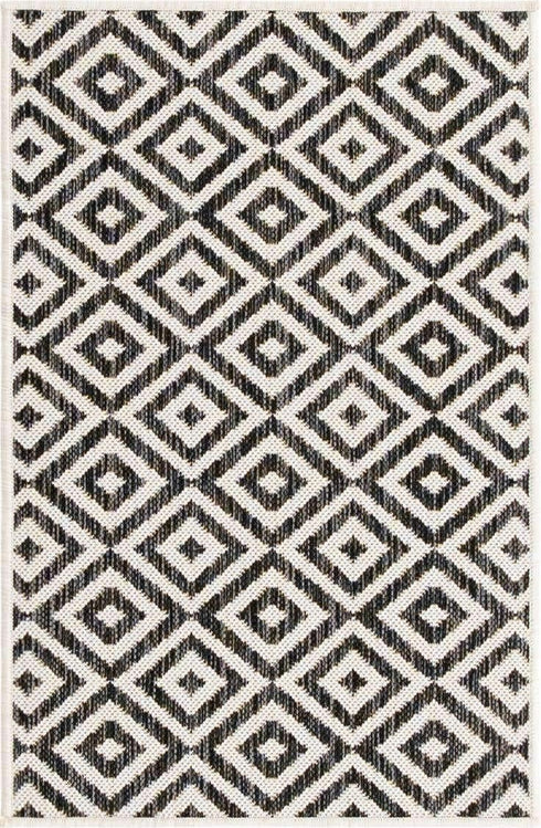 Unique Loom Jill Zarin Outdoor Collection Area Rug - Costa Rica, Charcoal Gray/Ivory (2' 2" x 3' 1" Rectangle)