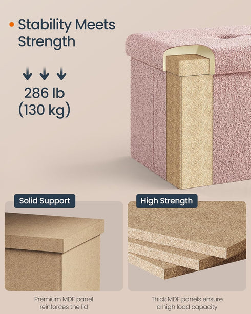 12.2 16.1 12.2 Inches, 286 lb, ULSF094R01 SONGMICS Small Folding Storage Ottoman, Foot Rest Stool, x x Ottoman