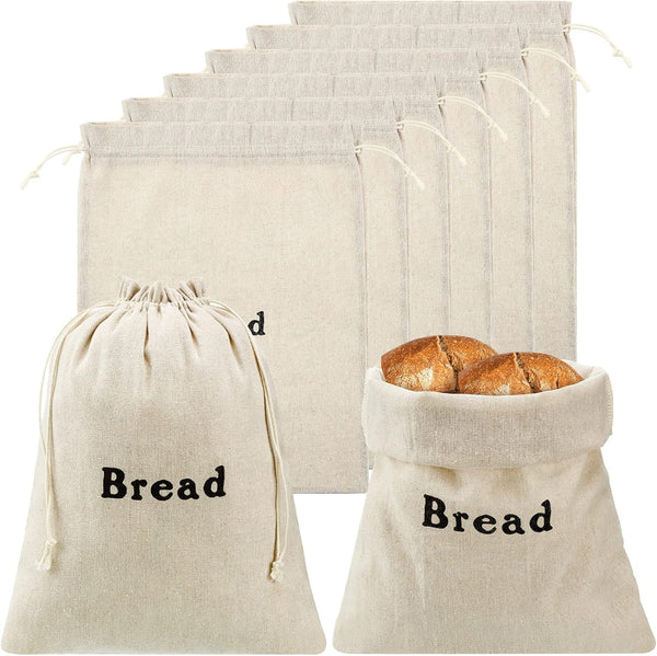 Woanger Linen Bread Bags - Reusable Drawstring 12 x 15 Inch Unbleached Pouch for Bakery and Food Storage