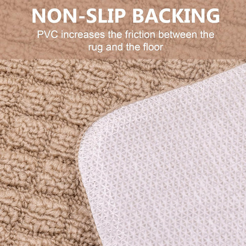 VANZAVANZU Half Round Kitchen Rug, Anti-Fatigue Non-Slip Mat, Machine Washable 27" x 18" (Beige)